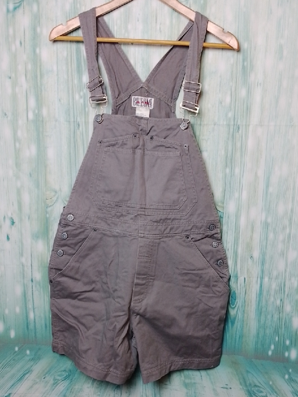 BillBlass Gray Cotton Short Overalls Medium